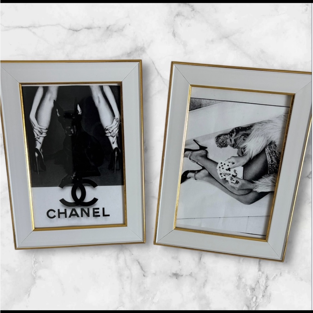 Chanel White Frames with Gold Trim